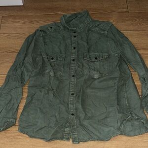 American Eagle Outfitters Green Button-Up Shirt